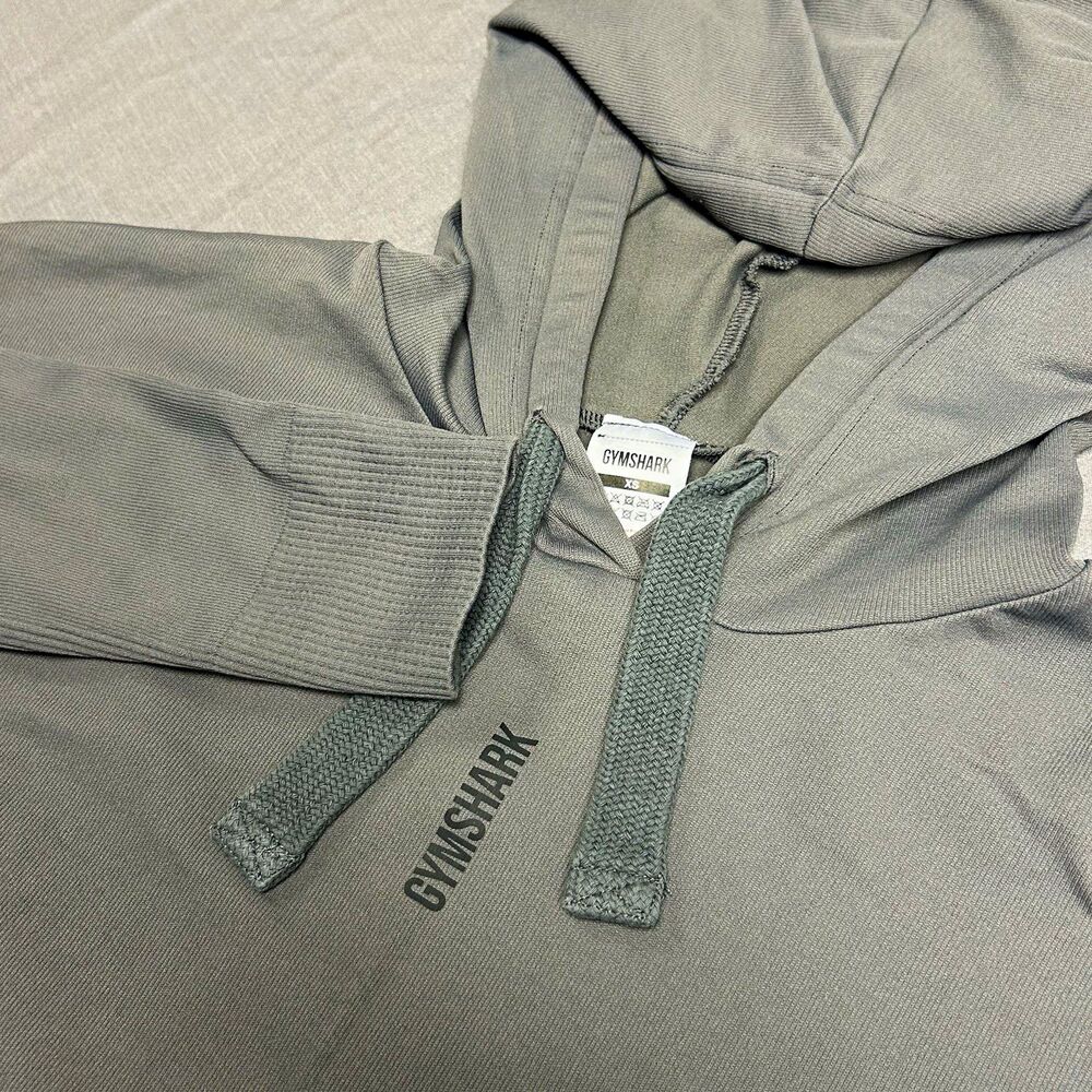 Gymshark Women's Gray Cropped Pullover Hoodie Drawstring Size XS